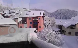 Bild 7: Aussicht im Winter vom Balkon in Richtung St. Moritz