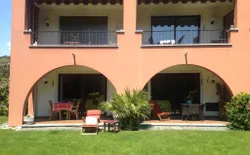 calm terrace apartment Residenza Sabrina (App. 11), Picture 1: Terrace as seen from the garden (apartment 11 is ground floor on the right)