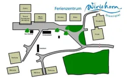 Bild 11: Lageplan Ferienzentrum Wiriehorn.
Die Wohnung befindet sich im Haus Manuela. 